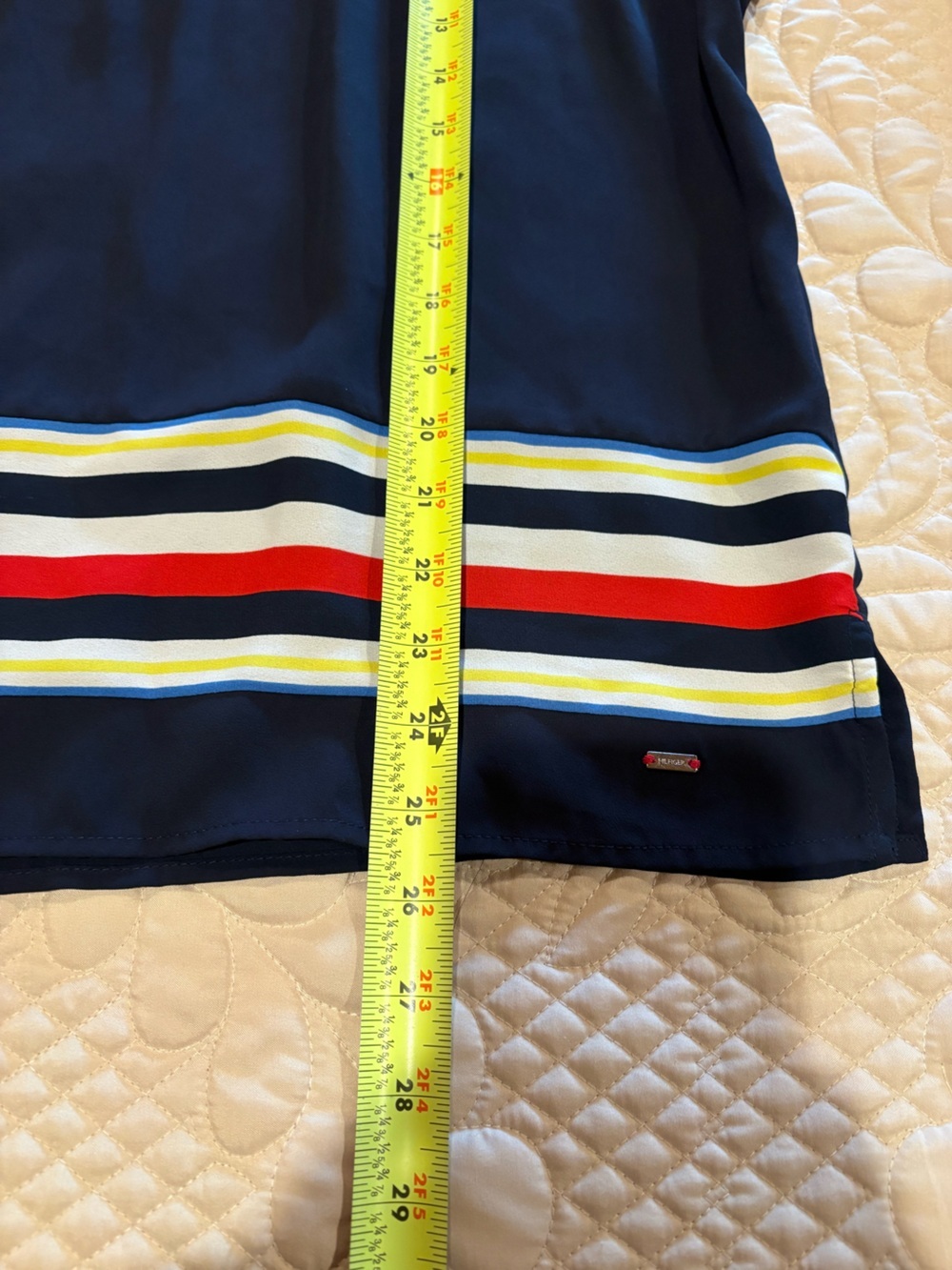 Tommy Hilfiger short-sleeve split-neck blouse Navy blue/red/white/yellow size XL - Picture 11 of 12